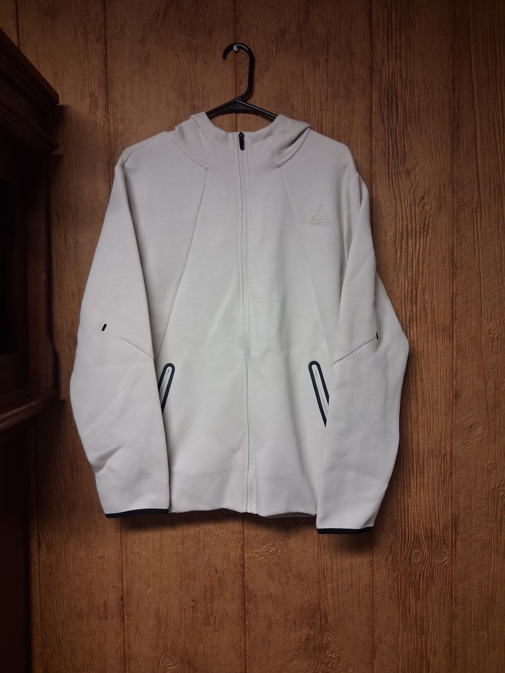 Reebok Men's Off-White Lightweight Hooded Zip Jacket